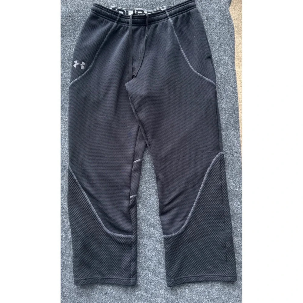 Under Armour Mens Gray Waffle Knit Loose Fit Athletic Jogger Pants Small - Notes